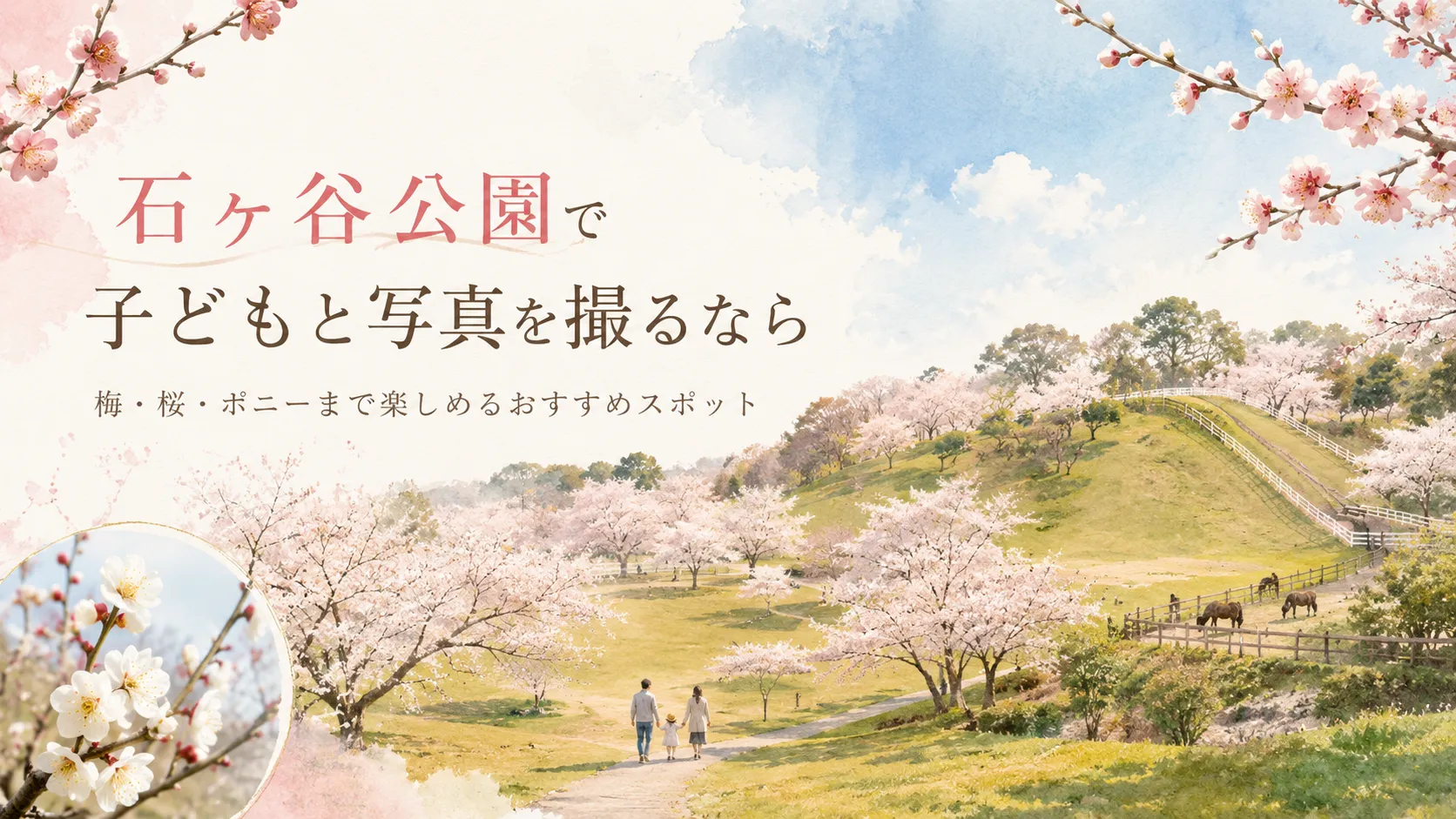 石ケ谷公園で子どもと写真を撮るなら｜梅・桜・ポニーまで楽しめるおすすめスポット